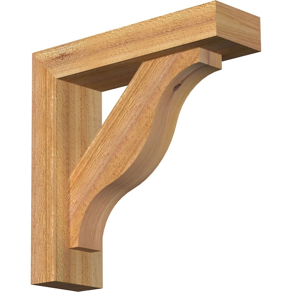 Ekena Millwork Funston Block Rough Sawn Bracket w/ Offset Brace, Western Red Cedar, 4"W x 14"D x 14"H BKT0402X14X14FST05RWR - main